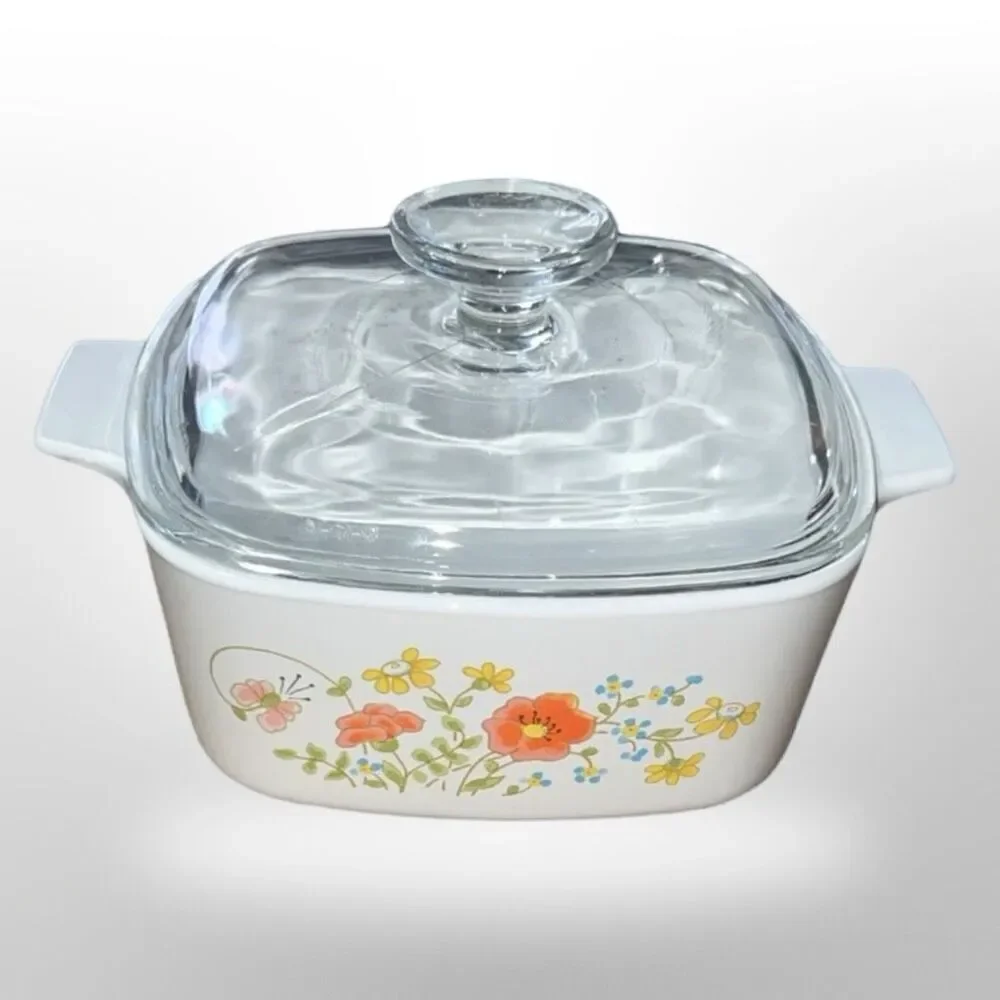 Vintage Corning Ware Wildflower Casserole Dish & Glass Lid A-1 1/2 B 1 1/2 QT
